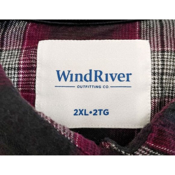 Windriver Button Up Flannel Shirt Womens Size 2XL Gray Purple Plaid Long Sleeve - Picture 2 of 3